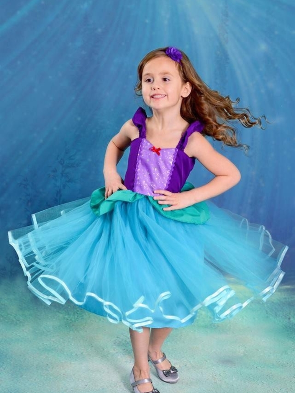 Ariel Mermaid Girls Halloween Costume Handmade Tutu Dress Size 4/5T
